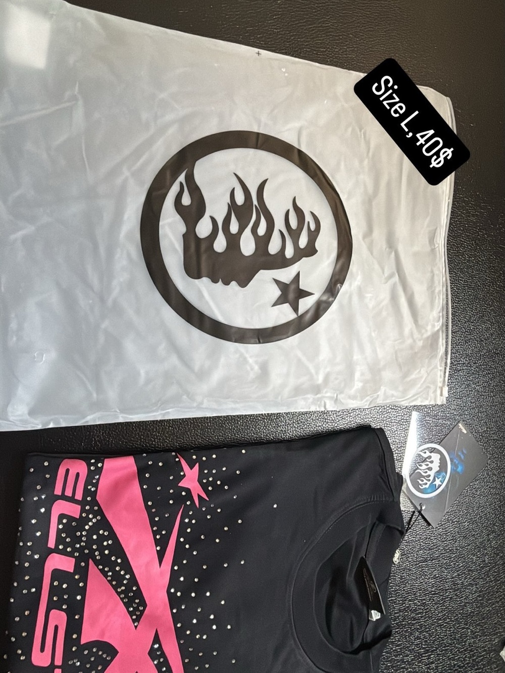 Men's Hellstar tee Black Short Sleeve Tee with Pink Logo